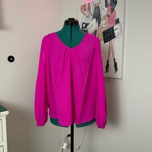 Elegant Three Eighty Two Fuchsia Cut Out Blouse NWT